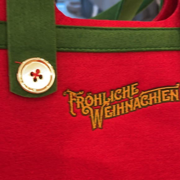 Disney Parks World Showcase Germany Tote Bag Suspenders Lederhosen Holiday Red - Picture 2 of 6